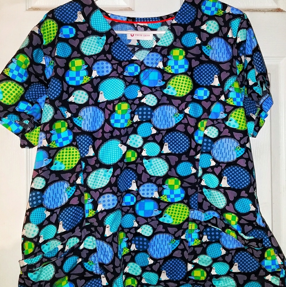 XL Scrub Top by White Cross - hedgehogs